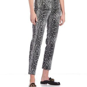 Michael Kors Snakeskin Print Classic Stretch Twill Slit Hem Cropped Pants Size 2